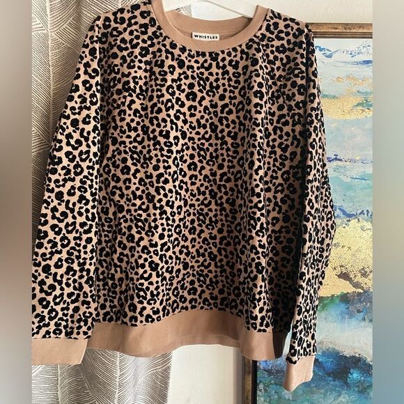 Whistles light brown sweatshirt with black spots in velvet size medium - Picture 6 of 8